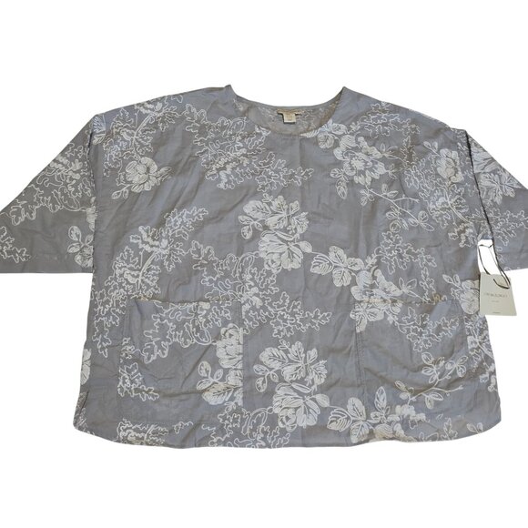 Cynthia Rowley Womens Plus Size 3X Floral Embroidered Gray Top - Picture 1 of 7